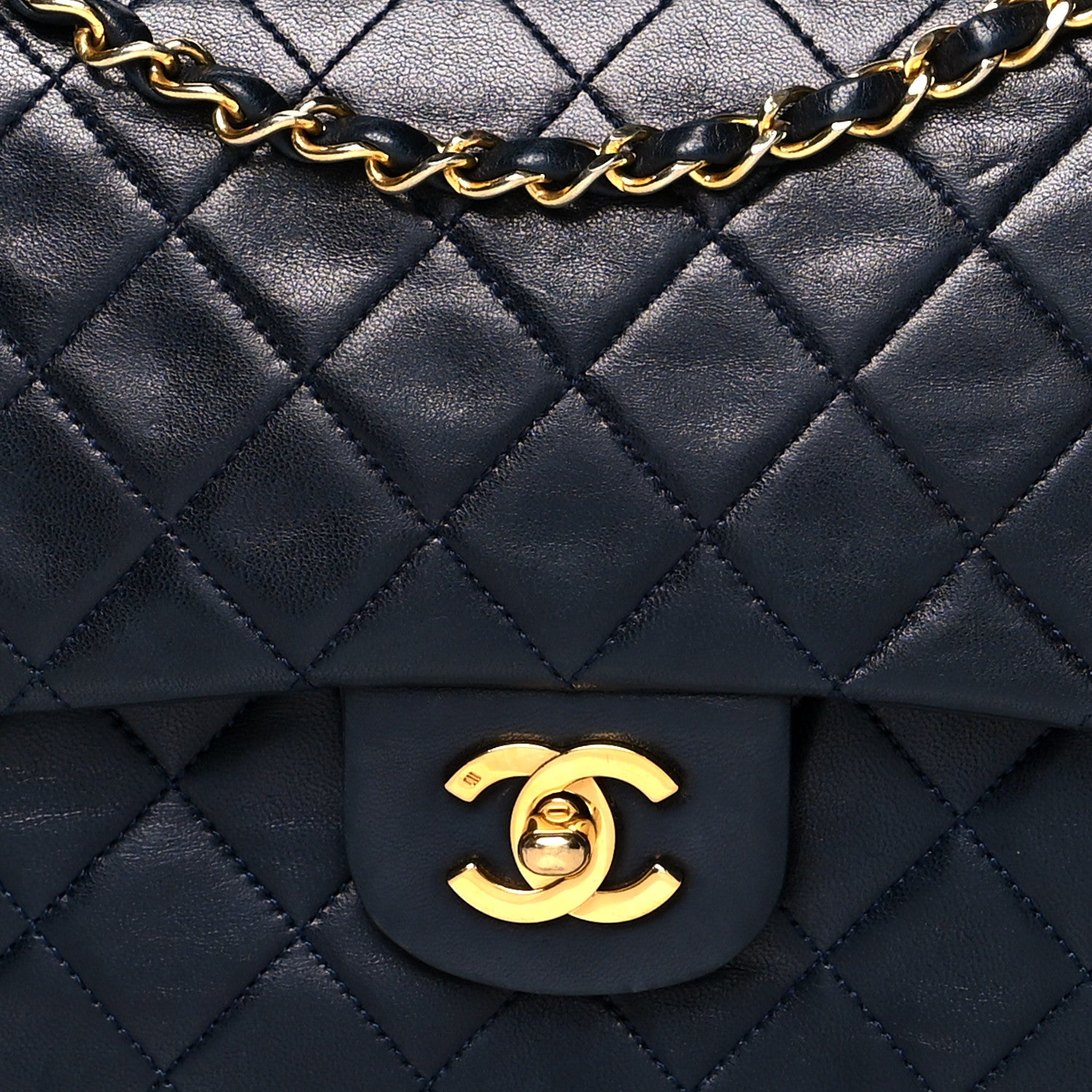Chanel Lambskin Quilted Medium Double Flap Navy 8 of 10