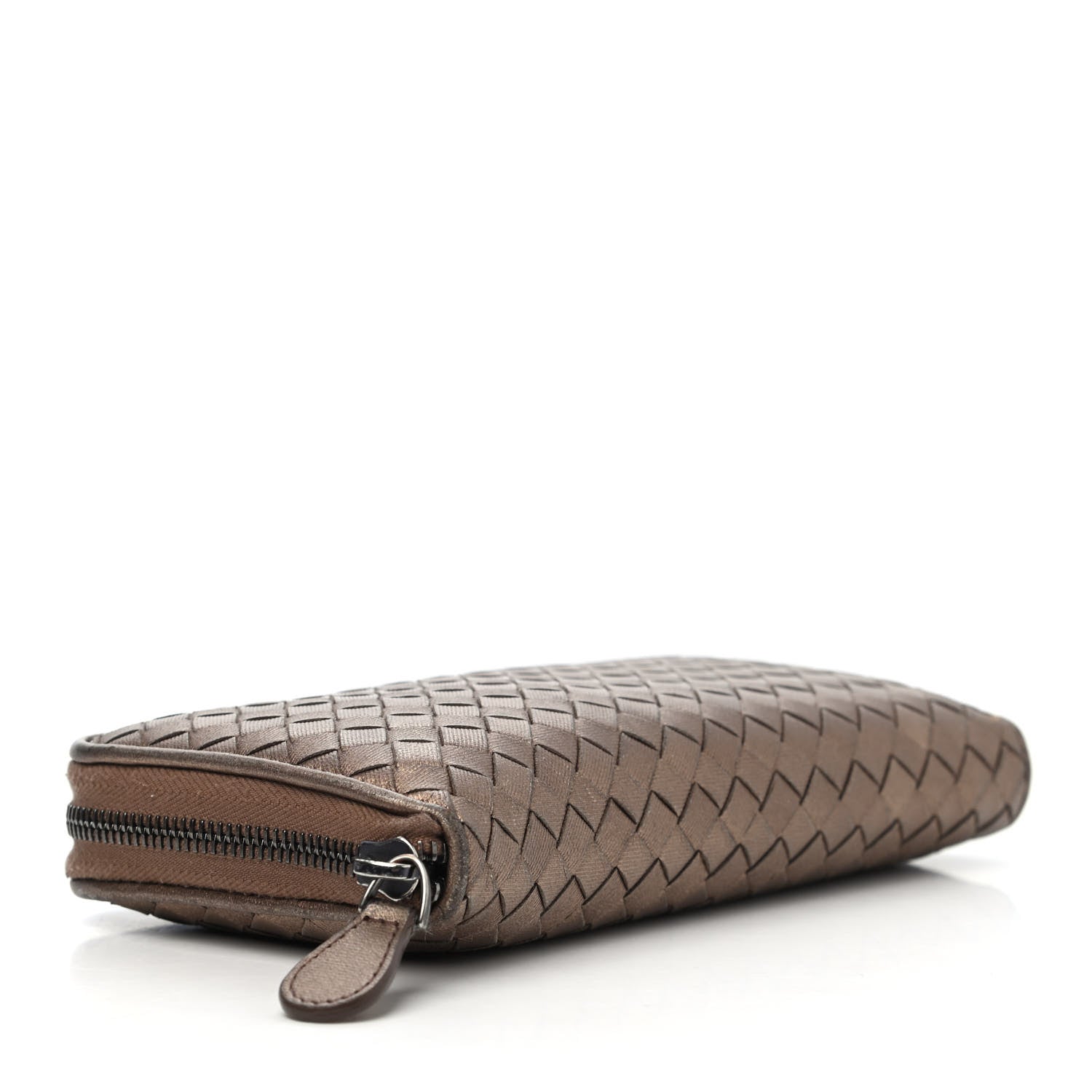 Bottega Veneta Metallic Nappa Intrecciato Zip Around Wallet Copper 3 of 4