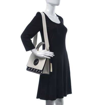 Fendi Vitello Century Velvet F is Fendi FF Embroidered Kan I Shoulder Bag White Black 2 of 10