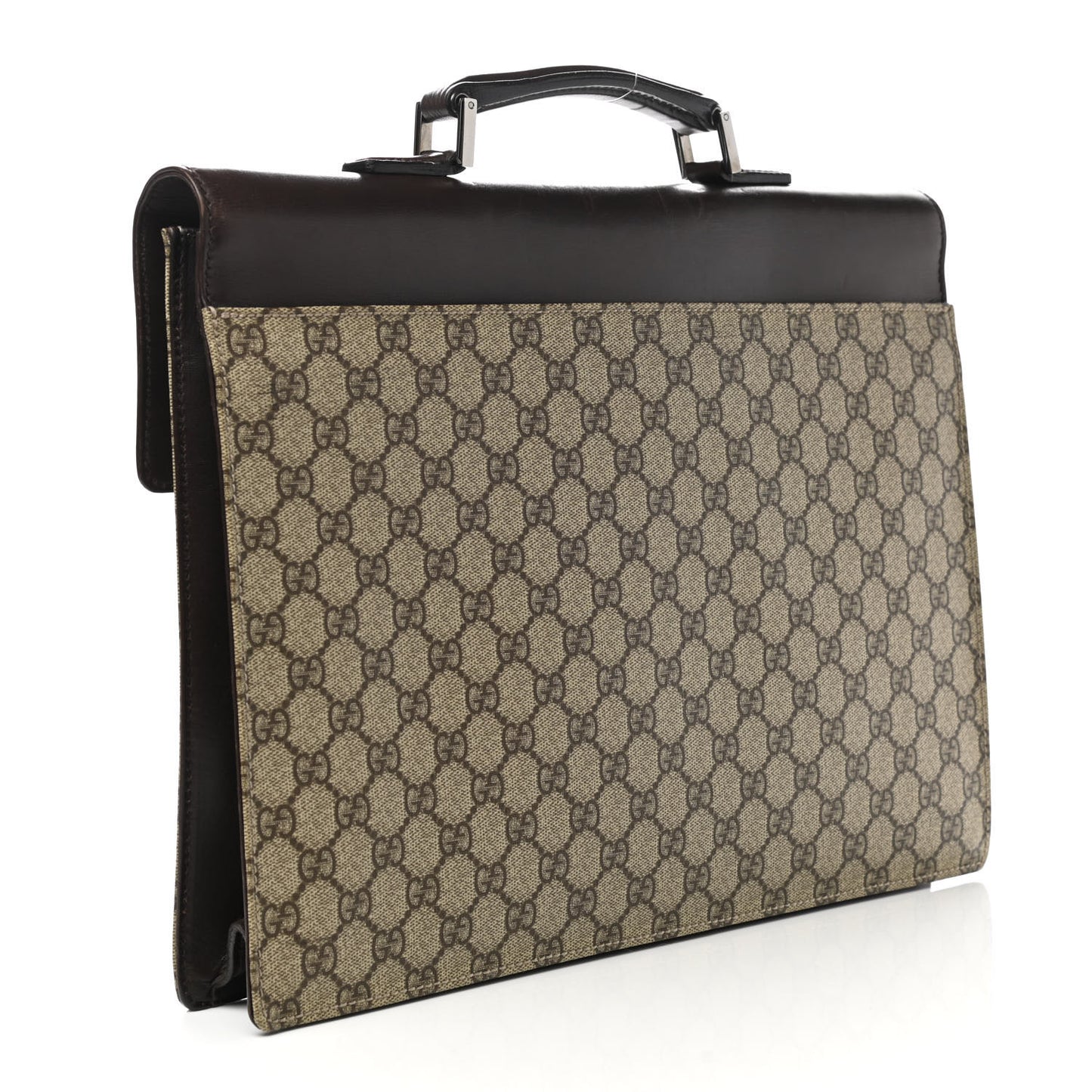 GG Supreme Monogram Flap Briefcase Brown