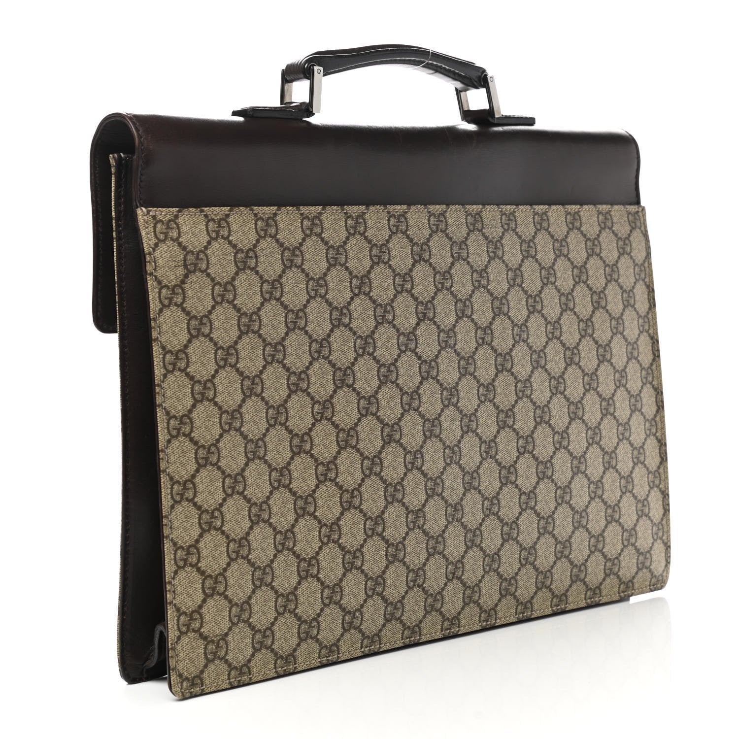 Gucci GG Supreme Monogram Flap Briefcase Brown 3 of 15
