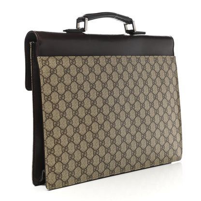 Gucci GG Supreme Monogram Flap Briefcase Brown 3 of 15