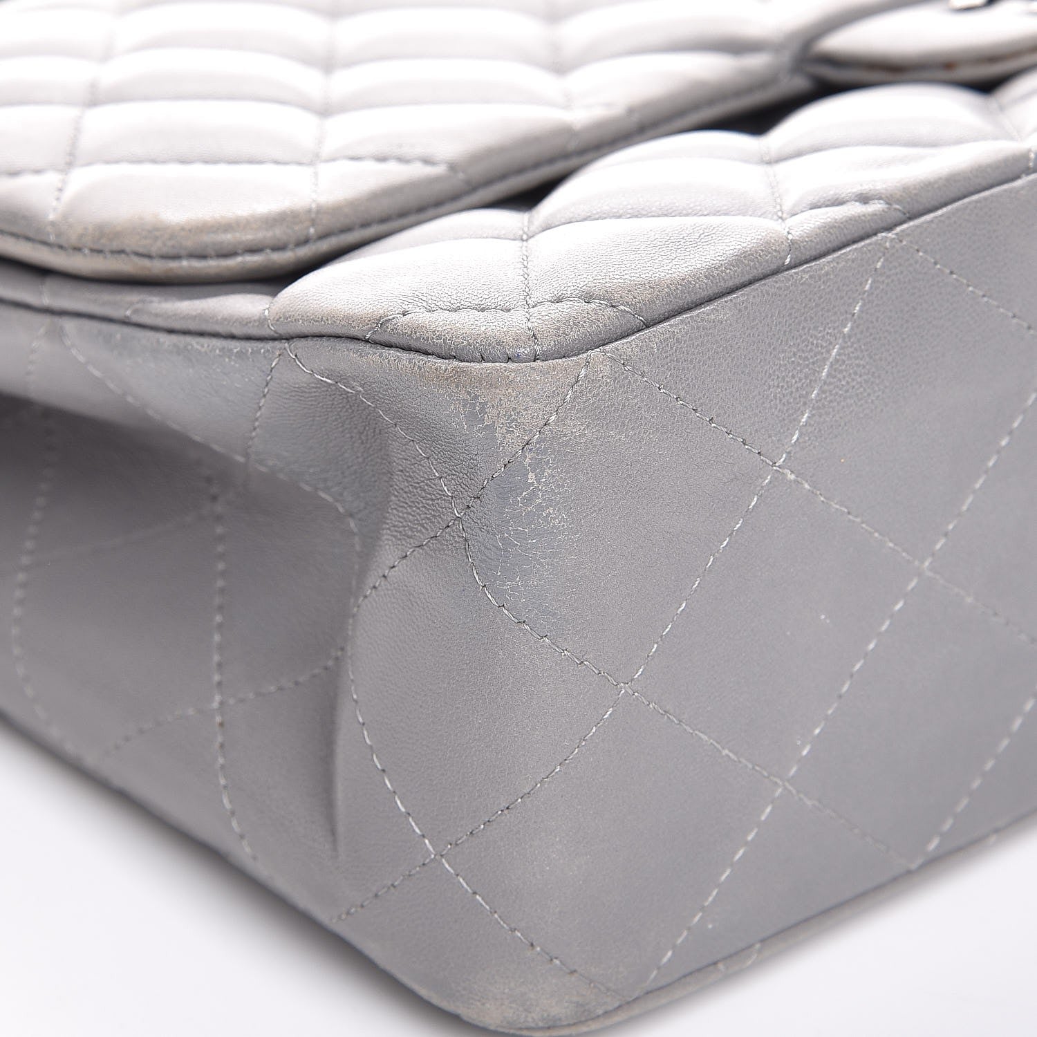 Chanel Lambskin Quilted Jumbo Single Flap Grey 11 of 14