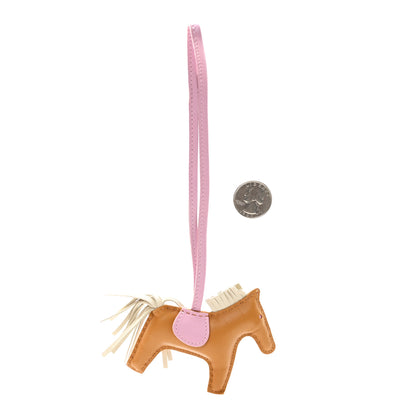 Hermes Milo Lambskin Grigri Rodeo Horse Bag Charm PM Sesame Mauve Sylvestre Craie 2 of 4