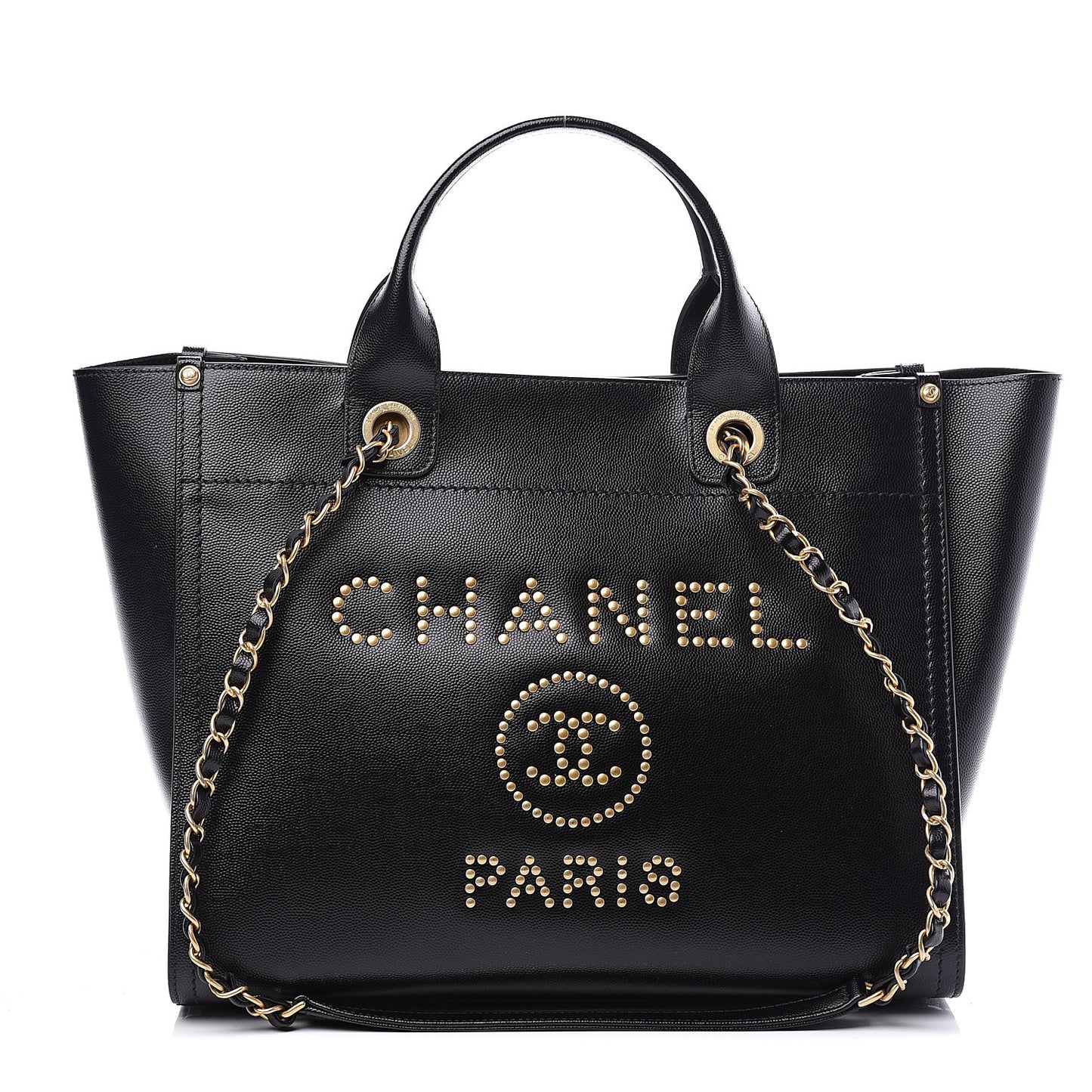 Caviar Small Studded Deauville Tote Black