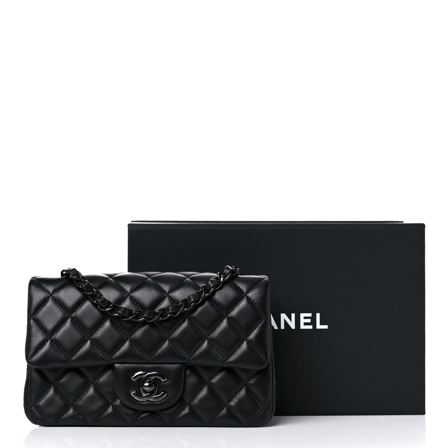 Lambskin Quilted Mini Rectangular Flap So Black