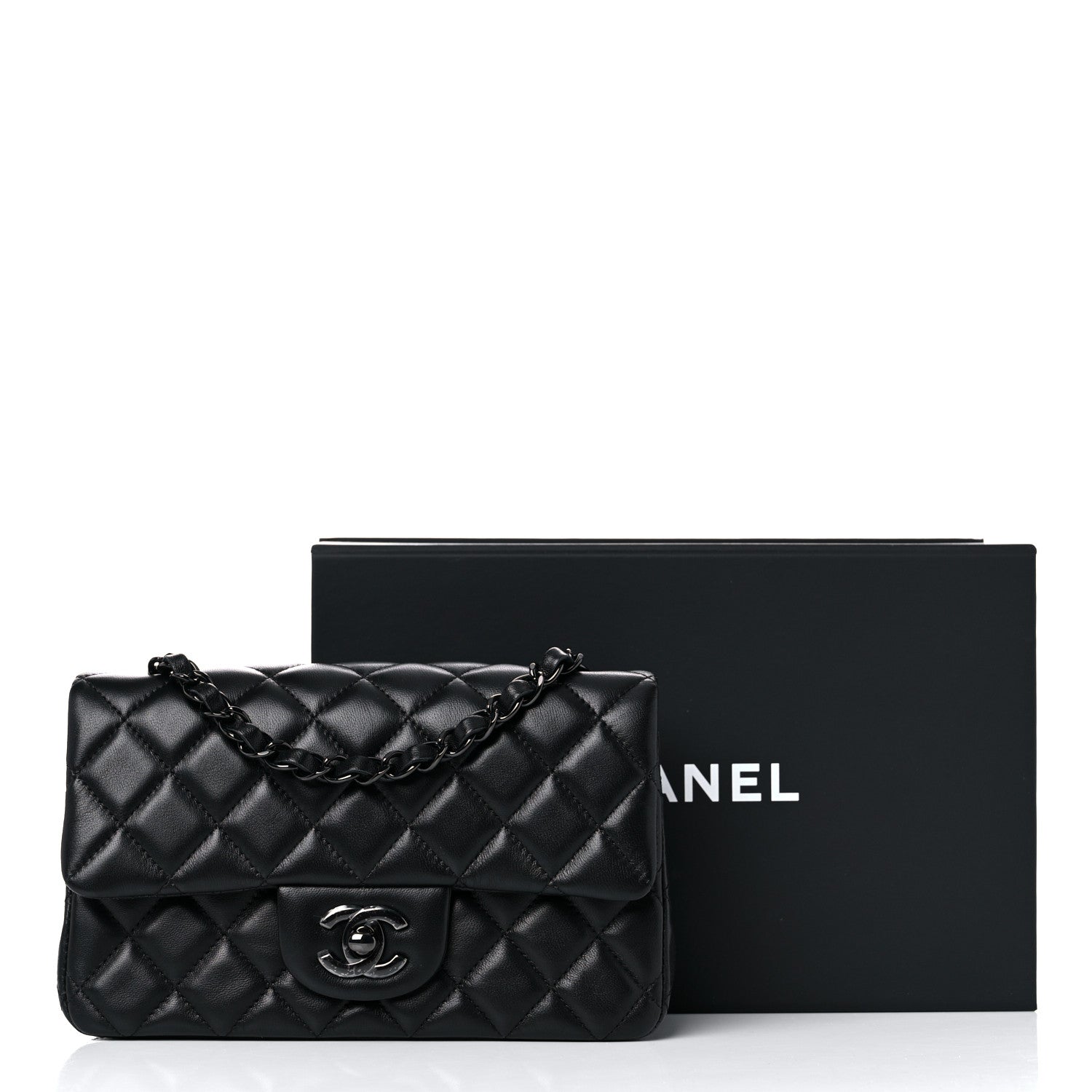 Chanel Lambskin Quilted Mini Rectangular Flap So Black 12 of 12