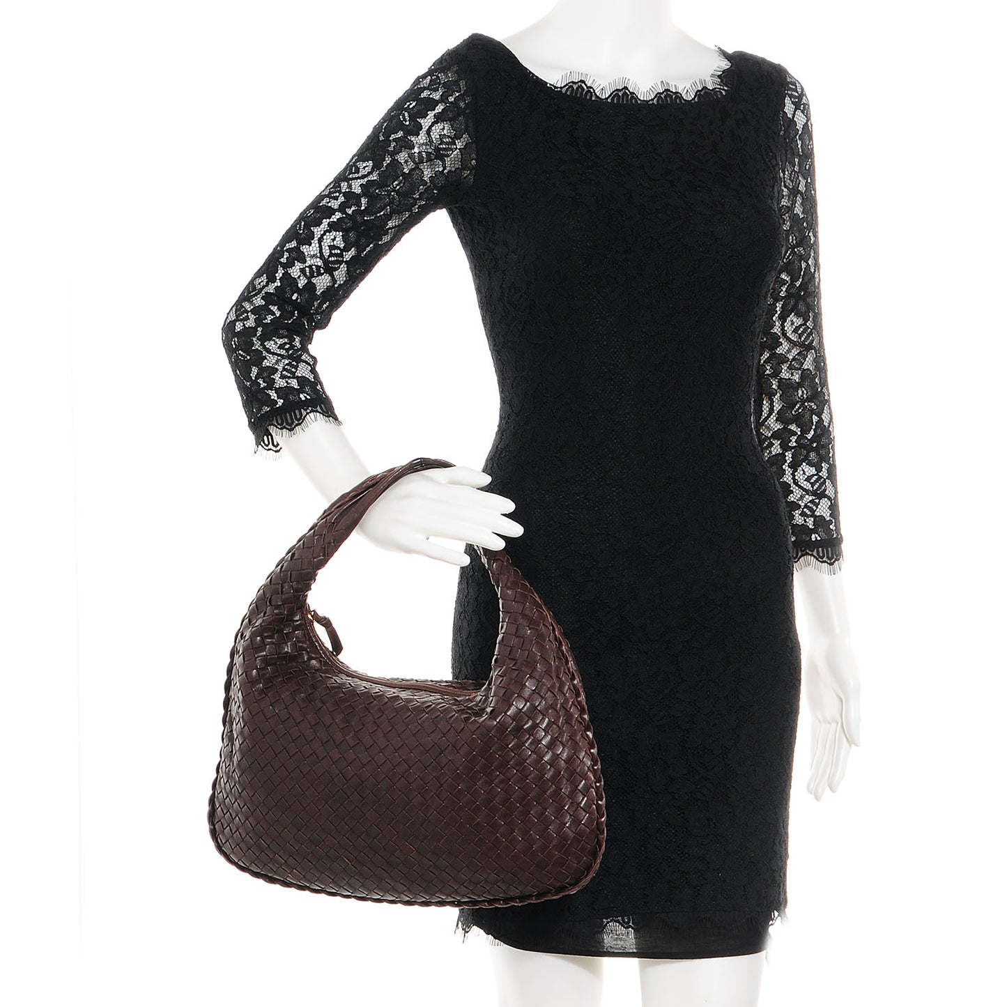 Nappa Intrecciato Medium Veneta Hobo Ebano