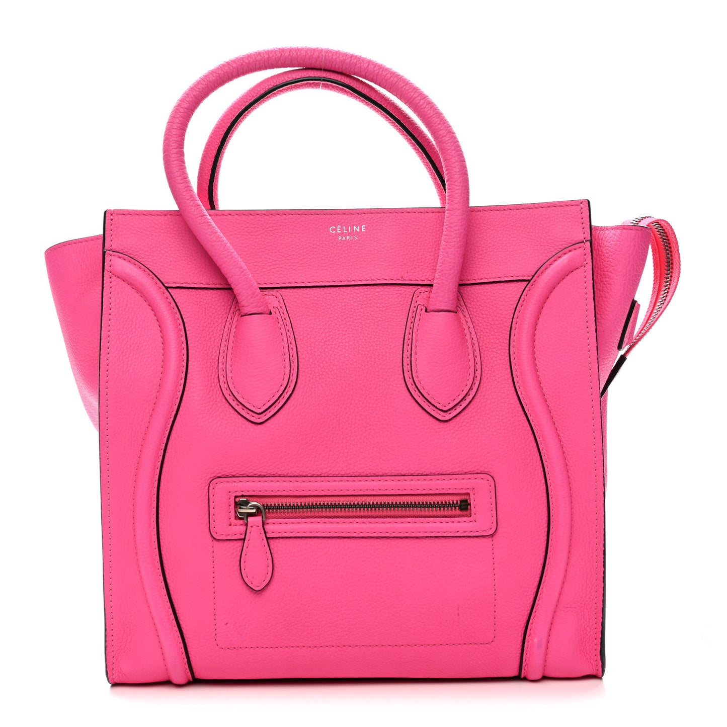 Drummed Calfskin Mini Luggage Fluo Pink