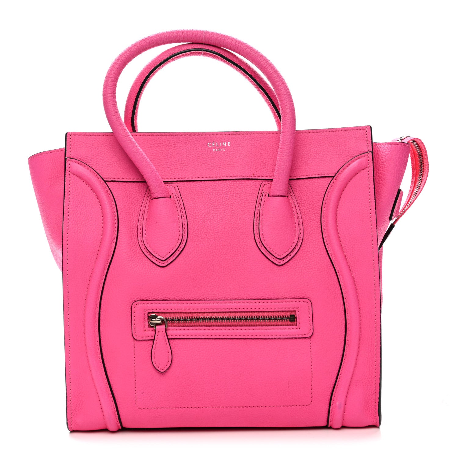 Celine Drummed Calfskin Mini Luggage Fluo Pink 1 of 12