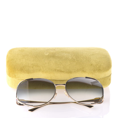Gucci Metal Oversized Round Frame GG0225S Sunglasses Gold 9 of 9