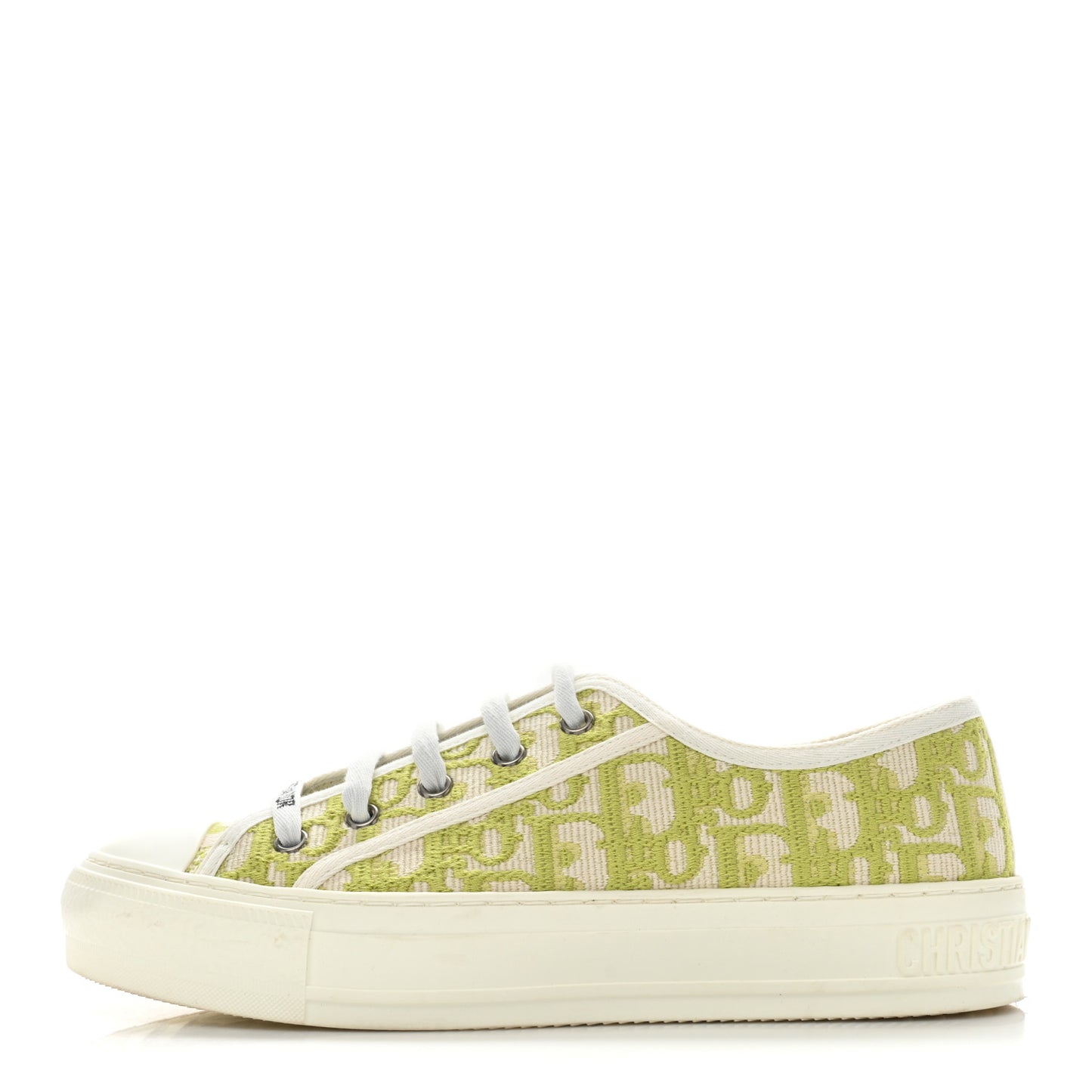 Canvas Oblique Walk'N'Dior Low Top Sneakers 37 Chartreuse