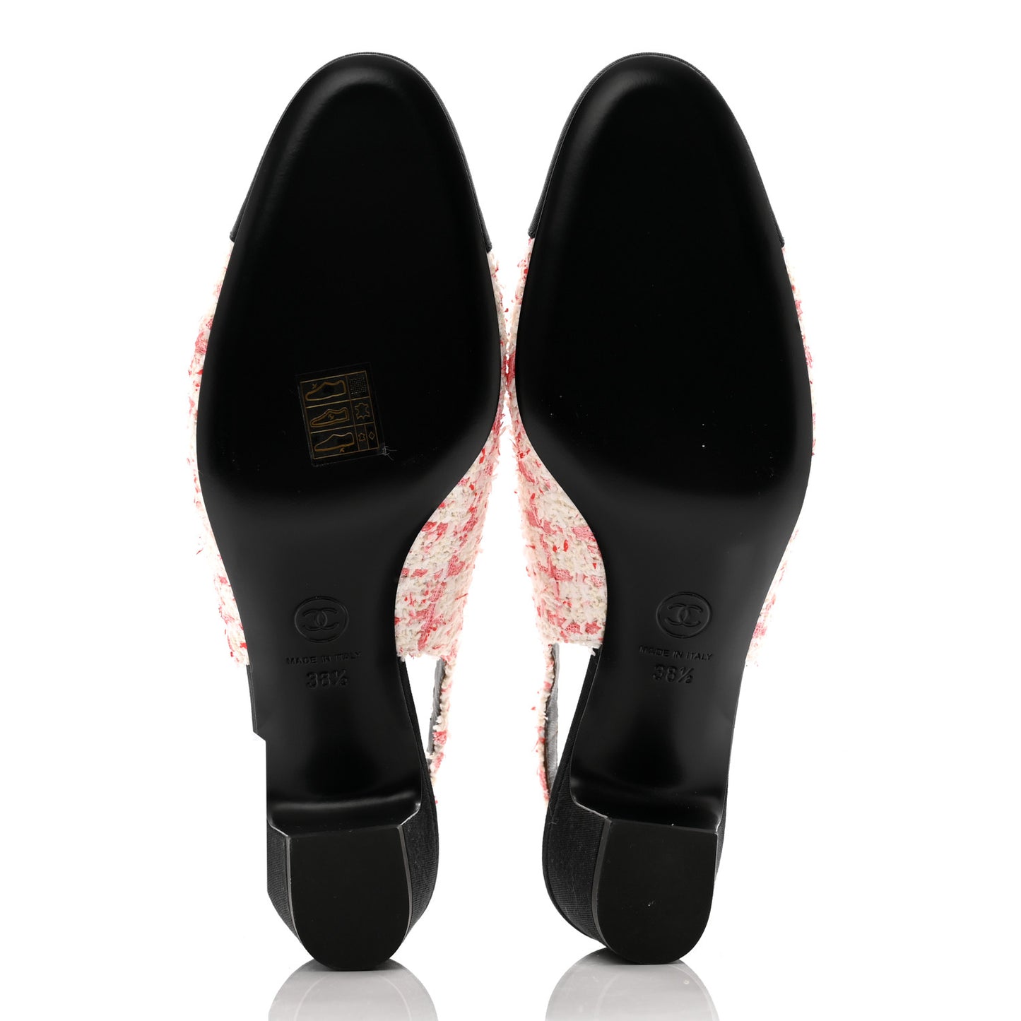 Glittered Tweed Grosgrain Cap Toe Slingback Pumps 38.5 Ecru Pink Red Black