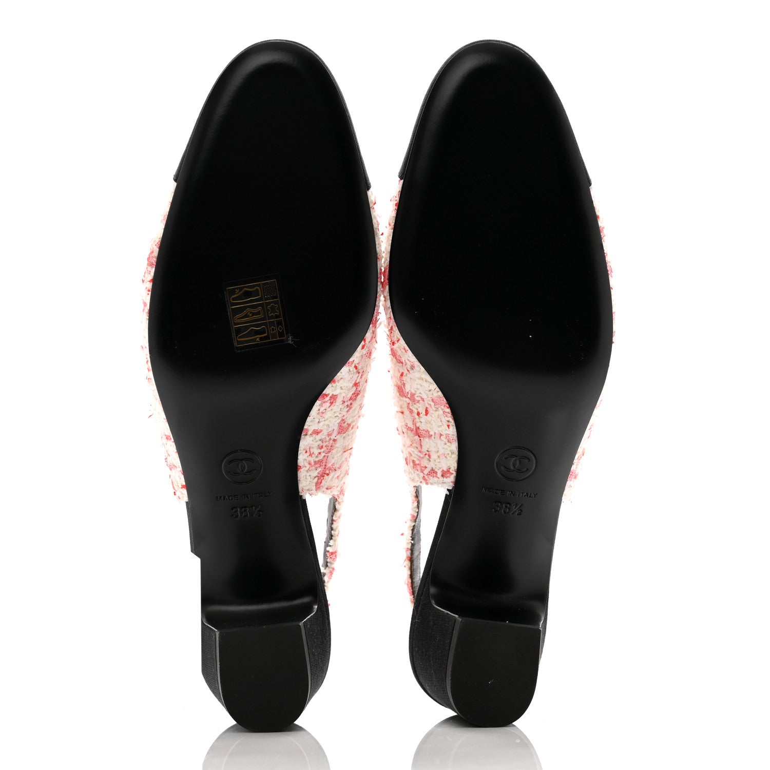 Chanel Glittered Tweed Grosgrain Cap Toe Slingback Pumps 38.5 Ecru Pink Red Black 5 of 11