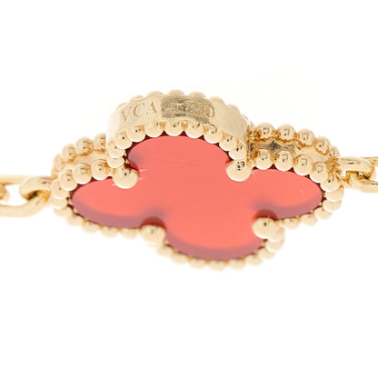 Van Cleef & Arpels 18K Yellow Gold Carnelian 5 Motifs Vintage Alhambra Bracelet 4 of 5
