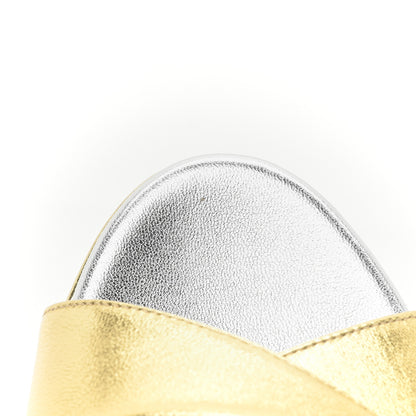 Gucci Metallic Nappa Double G 40/135mm Platform Sandals 39 Gold Silver 10 of 12