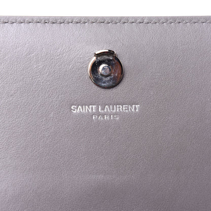 Saint Laurent Calfskin Crocodile Embossed Monogram Sunset Chain Wallet Fog 8 of 11