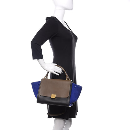 Celine Smooth Calfskin Suede Small Tri-Color Trapeze Indigo 3 of 12