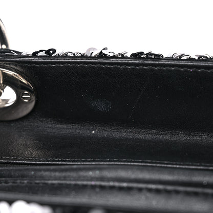 Christian Dior Lambskin Sequin Embellished Medium Lady Dior Black White 11 of 15