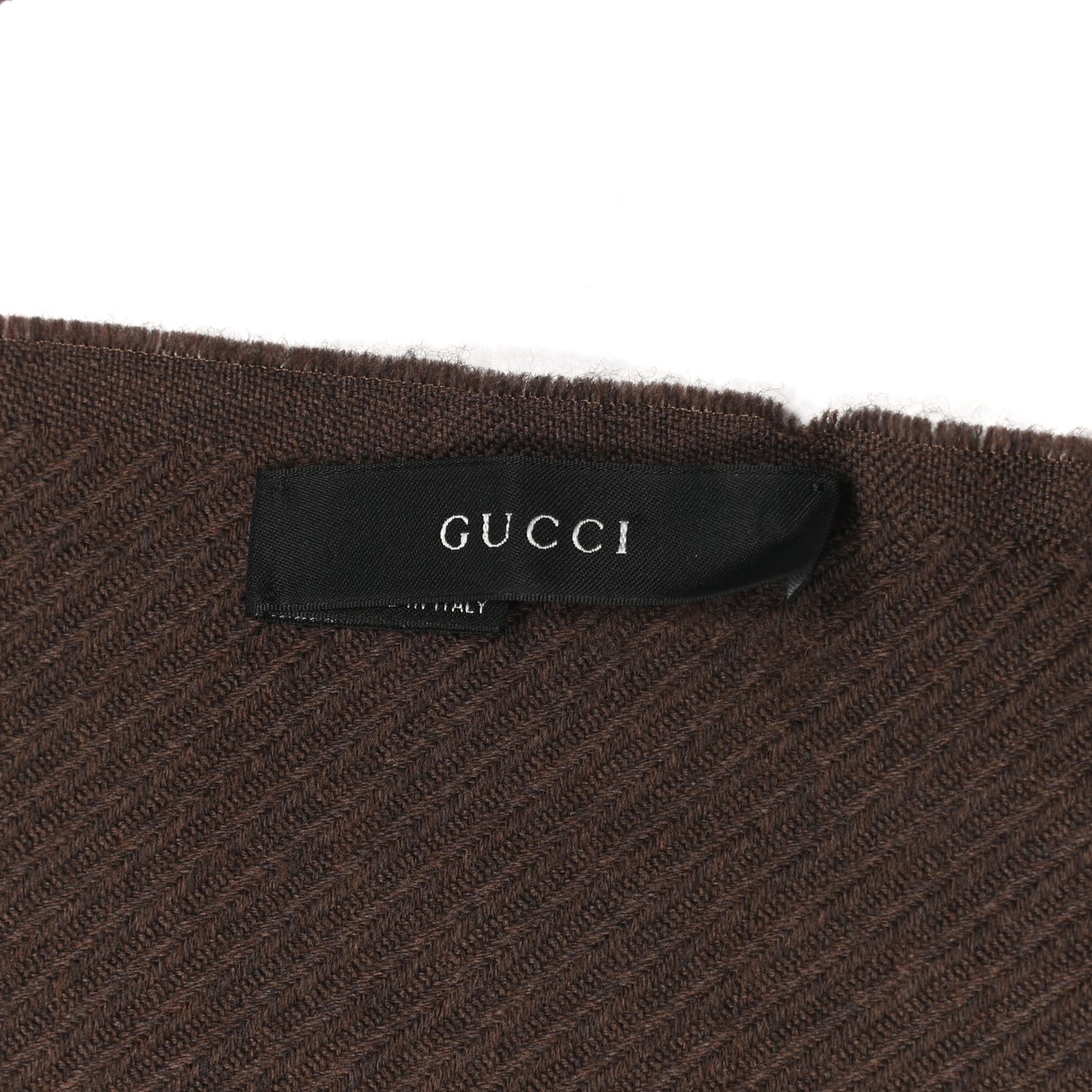 Wool Silk Knit Monogram Scarf Brown