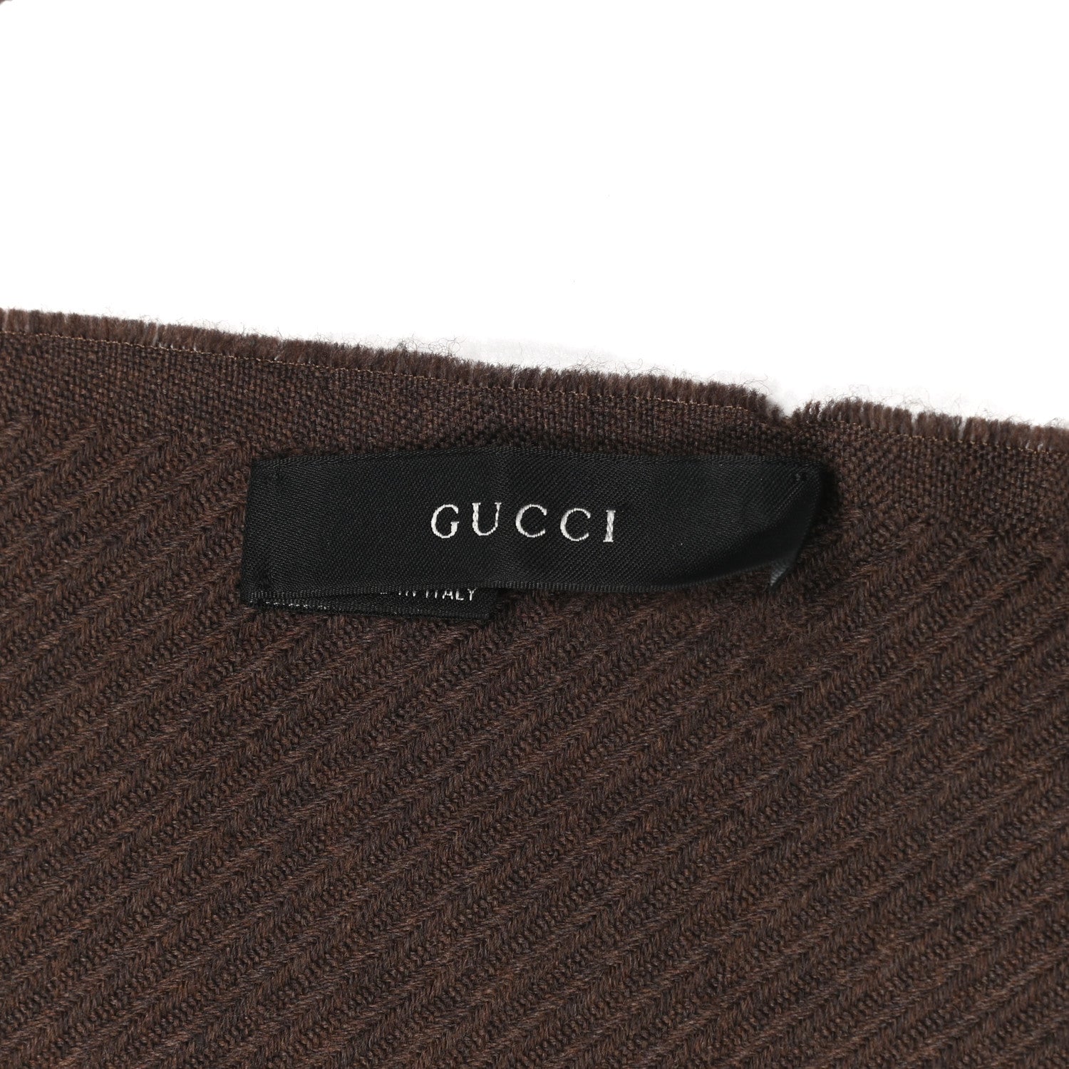 Gucci Wool Silk Knit Monogram Scarf Brown 3 of 4