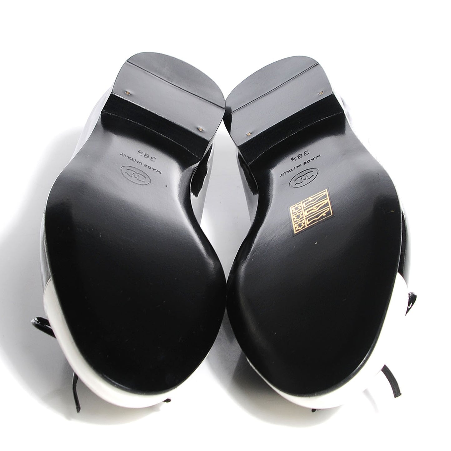 Patent Cap Toe Ballerina Flats 38.5 White Black