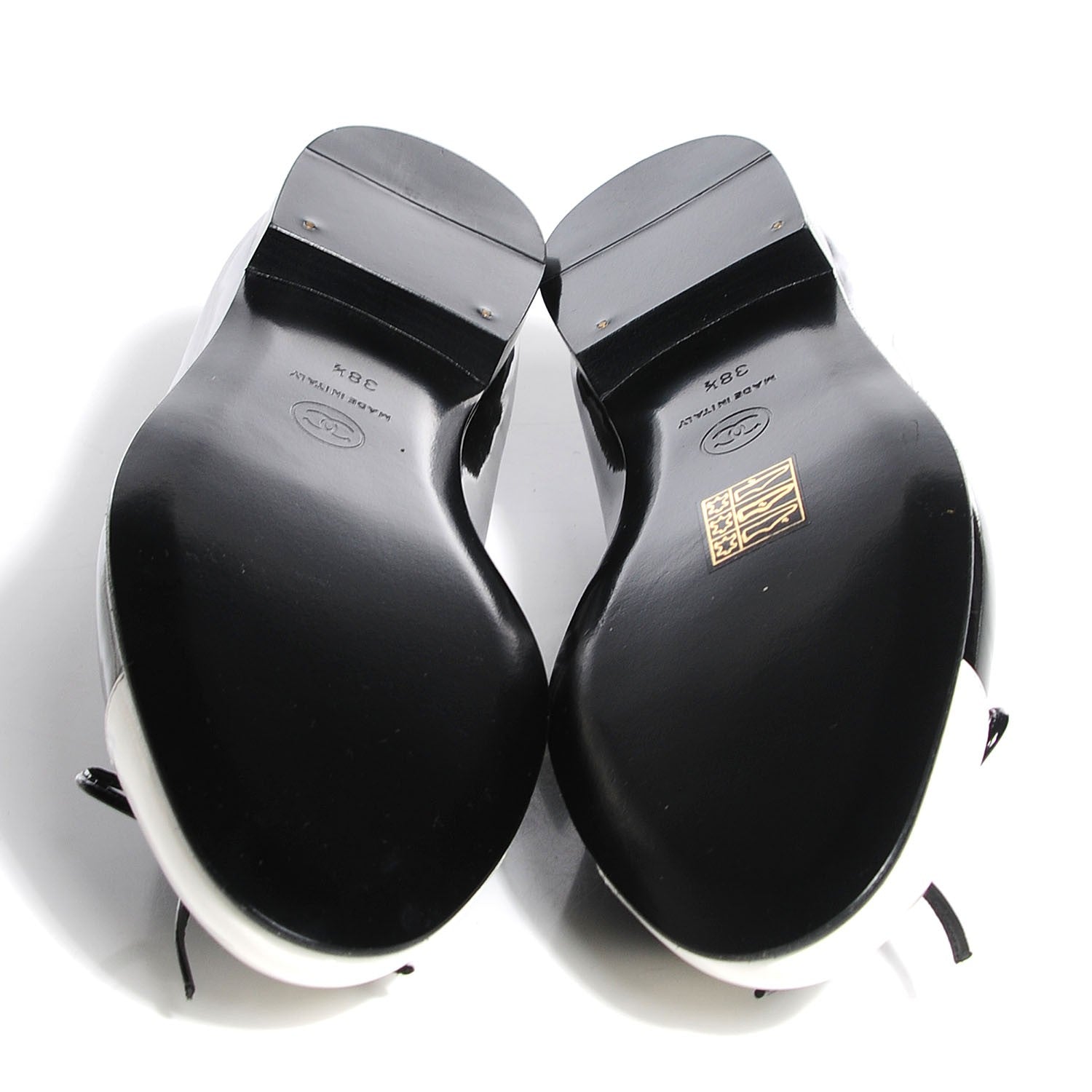 Chanel Patent Cap Toe Ballerina Flats 38.5 White Black 5 of 8
