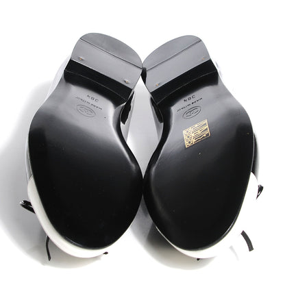Chanel Patent Cap Toe Ballerina Flats 38.5 White Black 5 of 8