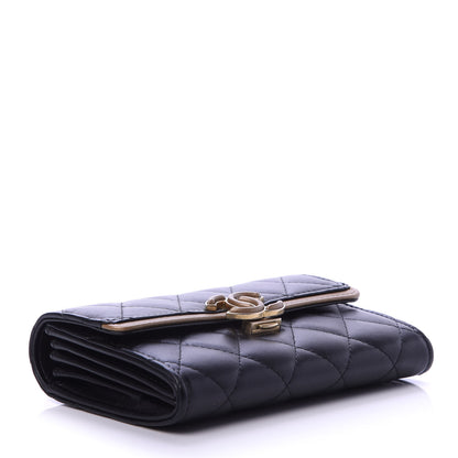 Chanel Lambskin Quilted Medium CC Chic Flap Wallet Black Gold 4 of 11