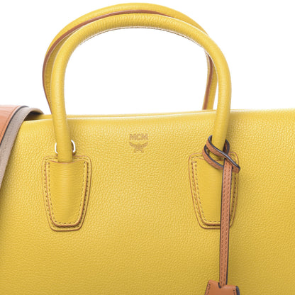 MCM Grained Calfskin Medium Milla Tote Yellow 6 of 8