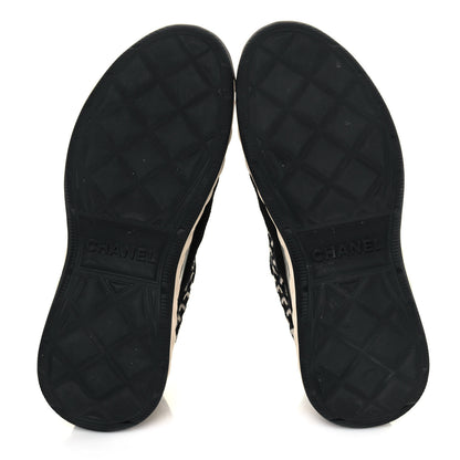 Chanel Suede Calfskin Embroidered CC Sneakers 36 Black 5 of 8