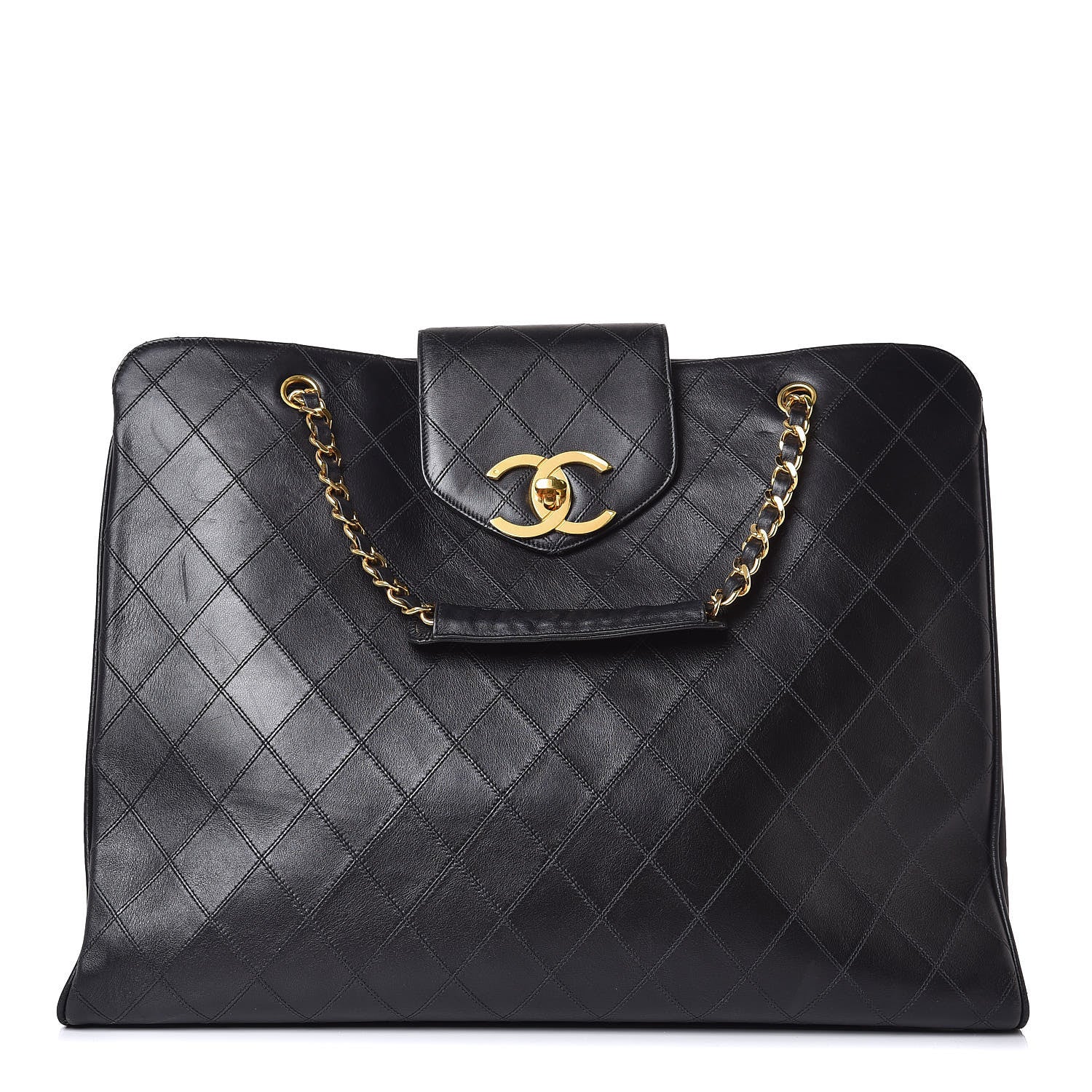 Chanel Calfskin Stitched XL Weekender Black 1 of 13