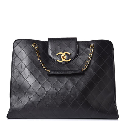 Chanel Calfskin Stitched XL Weekender Black 1 of 13