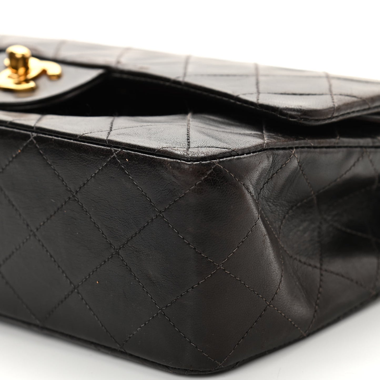 Lambskin Quilted Medium Double Flap Black