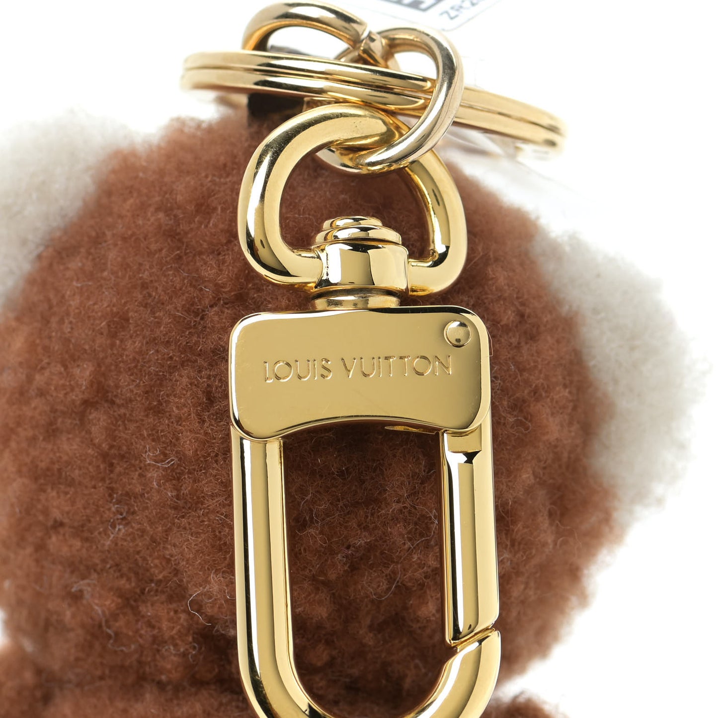 Shearling LV Teddy Bear Bag Charm Key Holder Black Pink