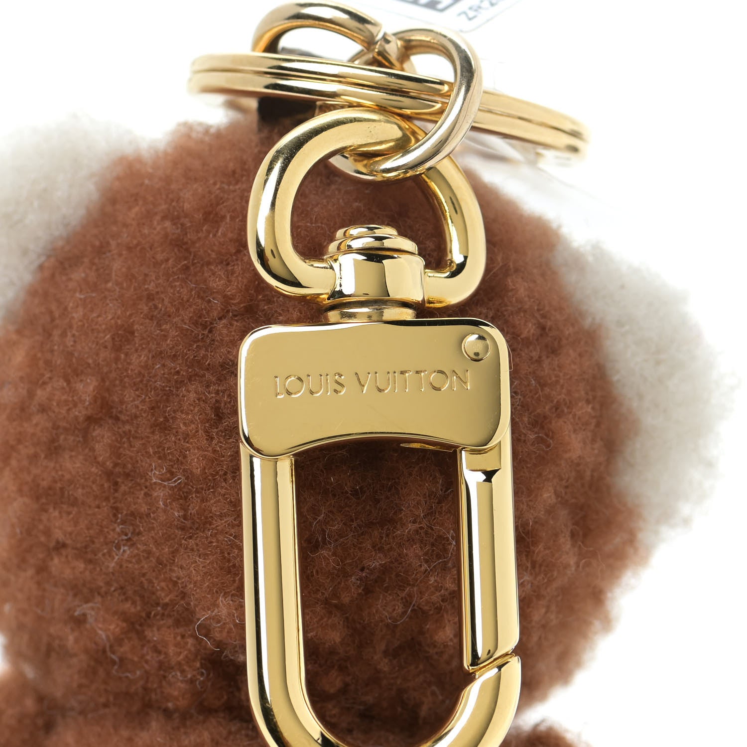 Louis Vuitton Shearling LV Teddy Bear Bag Charm Key Holder Black Pink 4 of 4
