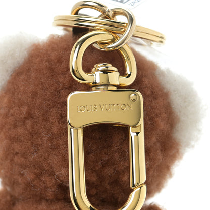 Louis Vuitton Shearling LV Teddy Bear Bag Charm Key Holder Black Pink 4 of 4