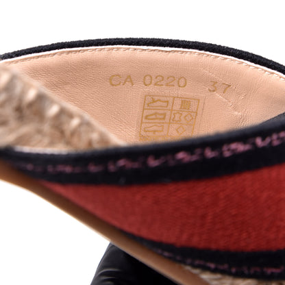 Christian Dior Canvas Embroidered Granville Espadrille Crisscross Flat Slide Sandals 37 Spicy Red 8 of 9