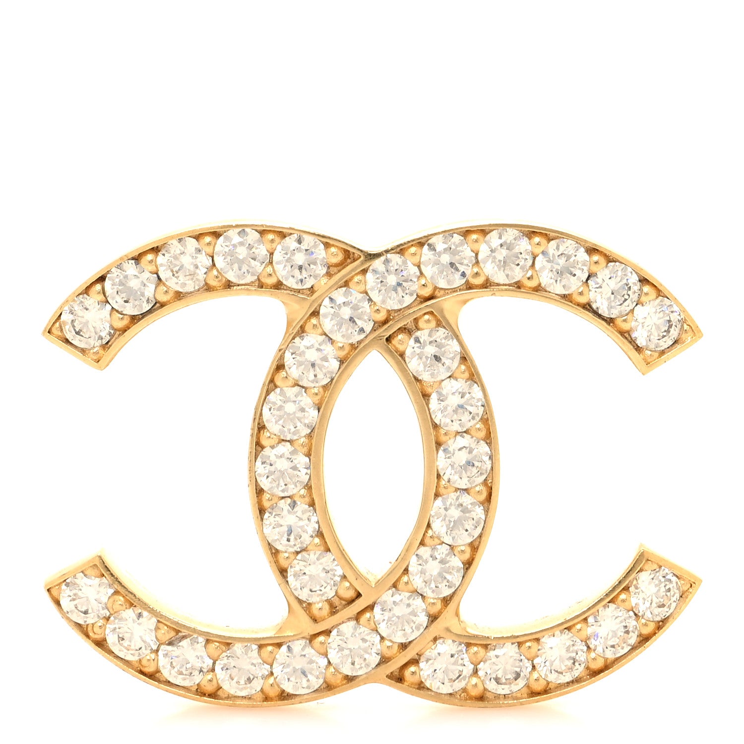 Chanel Metal Crystal CC Brooch Gold 1 of 3