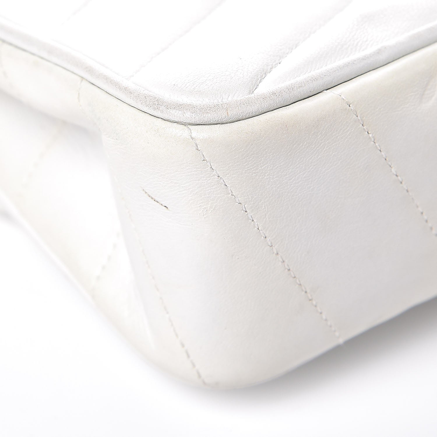 Chanel Lambskin Chevron Quilted Mini Square Flap White 12 of 16