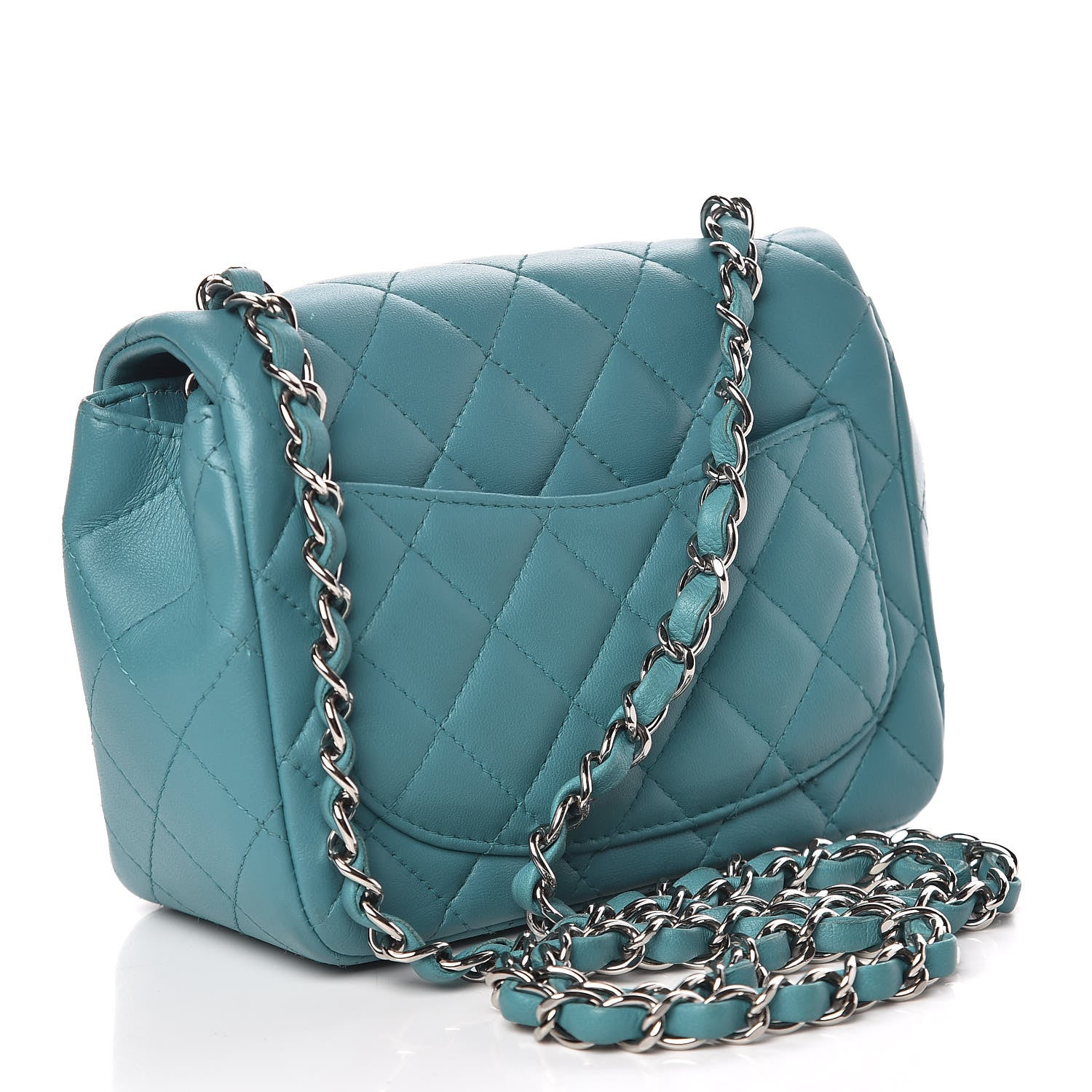 Chanel Lambskin Quilted Mini Square Flap Turquoise 3 of 12