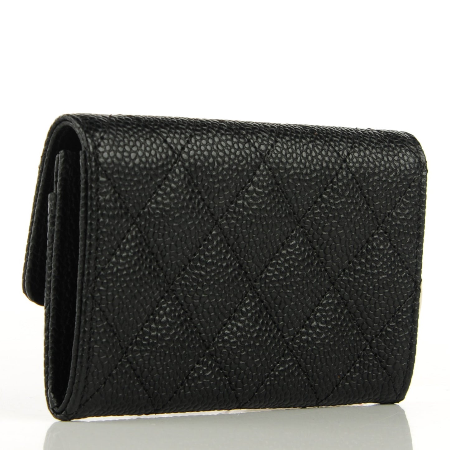 Caviar Quilted Flap Card Holder Black