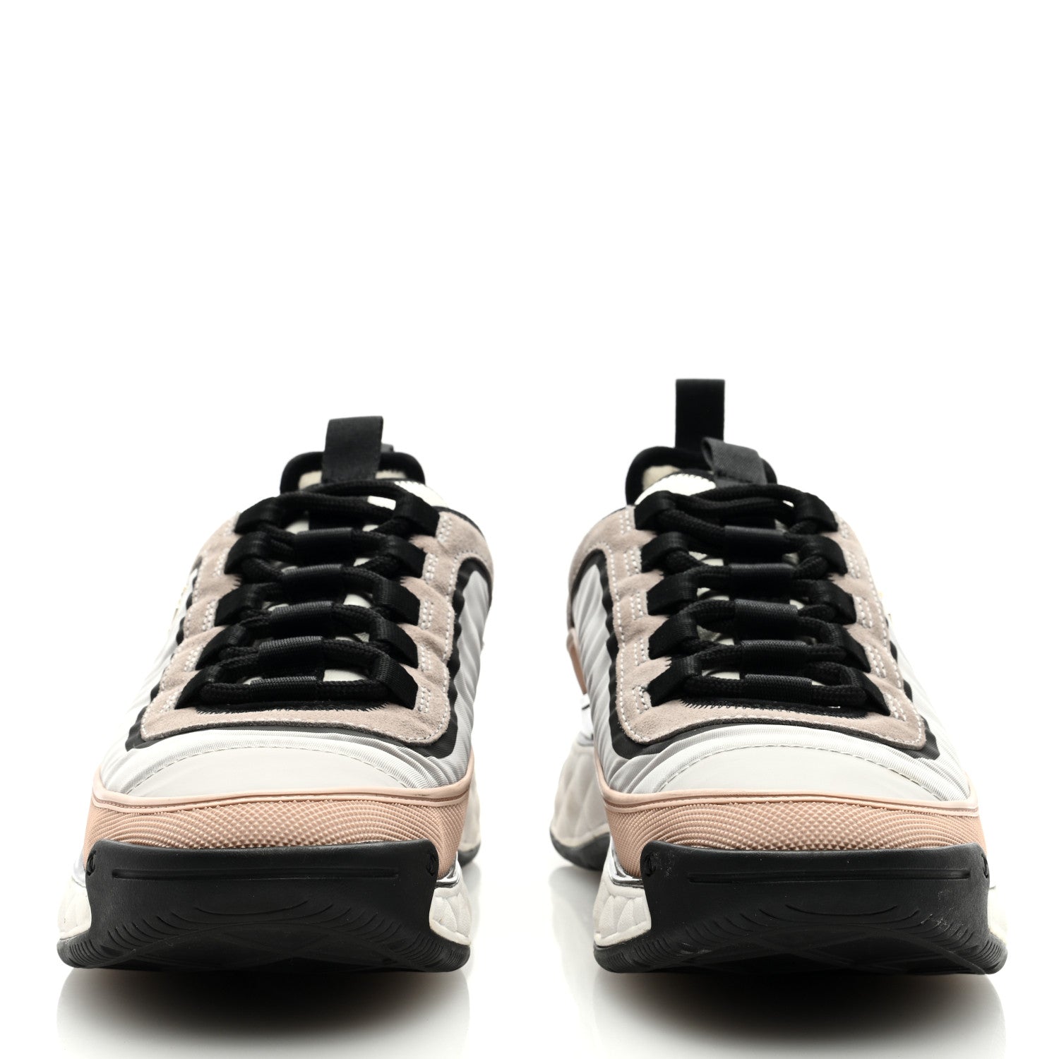 Chanel Fabric Suede Calfskin CC Sneakers 39 Pink Grey 3 of 8
