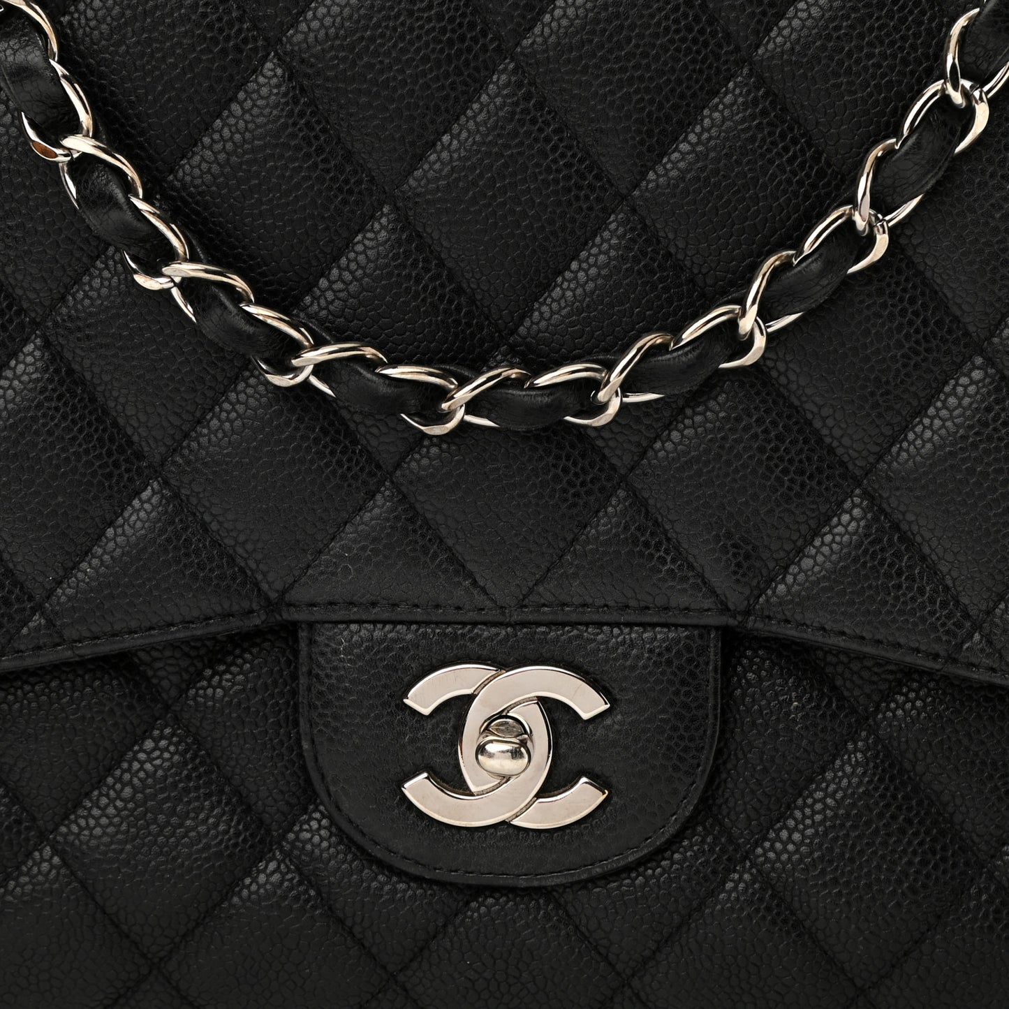Caviar Quilted Jumbo Single Flap Black