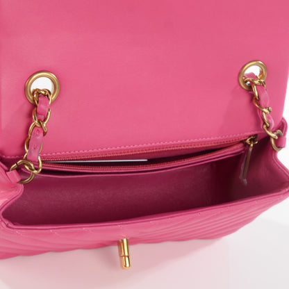 Chanel Lambskin Chevron Quilted Mini Rectangular Flap Pink 5 of 8