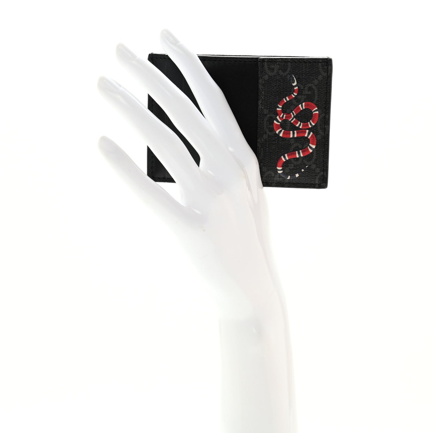 GG Supreme Monogram Kingsnake Card Case Black Grey