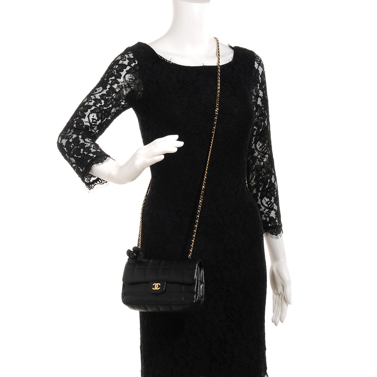 Lambskin Camellia Mini Flap Black