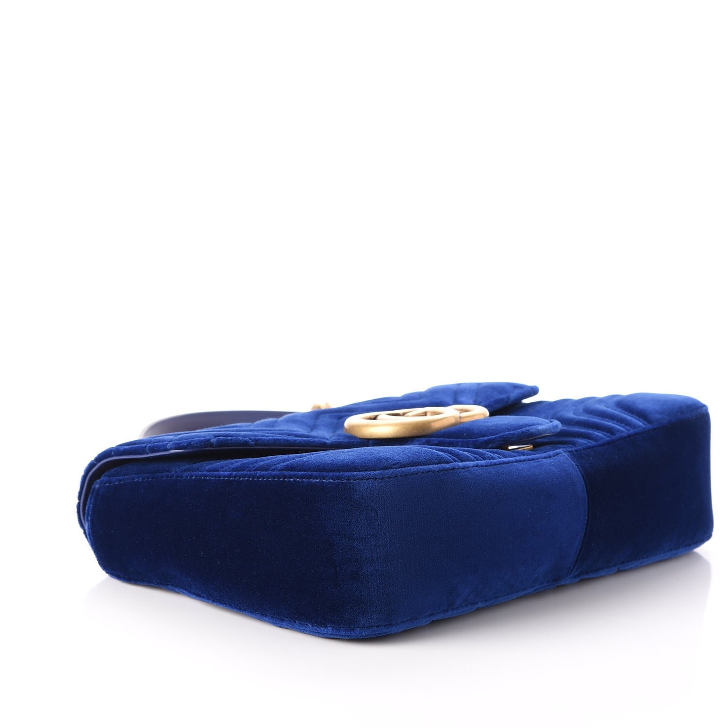 Gucci Velvet Matelasse Medium GG Marmont Shoulder Bag Cobalt Blue 4 of 8