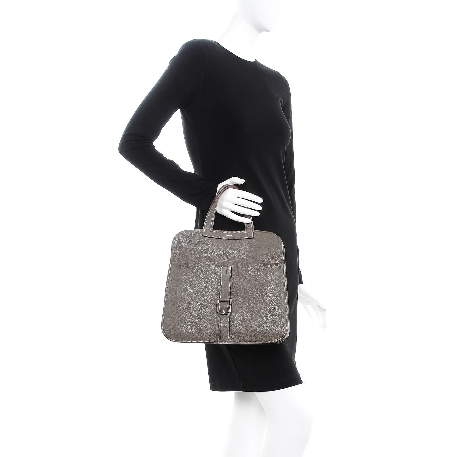 Hermes Taurillon Clemence Halzan 31 GM Etain 3 of 9