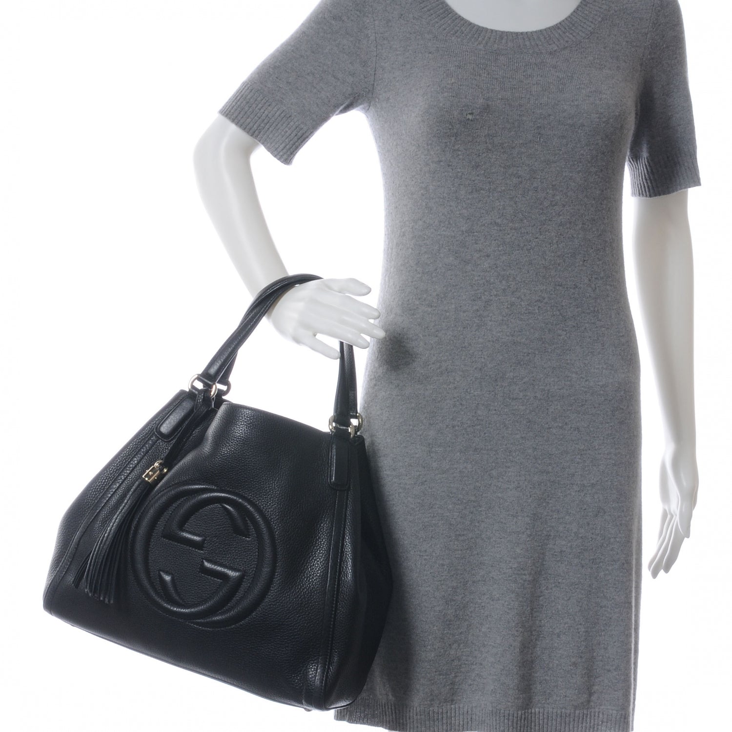 Gucci Pebbled Calfskin Medium Soho Shoulder Bag Black 2 of 7
